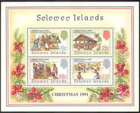 Solomons 1991 Christmas/ Greetings/ Food/ Buildings/ Cricket/ Sports/ Games m/s n41240