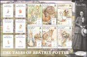 Solomons 2006 Beatrix Potter/ Owl/ Hedgehog/ Rabbit/ Books/ Writers/ Literature/ People/ Animals/ Nature 6v m/s (n16938)