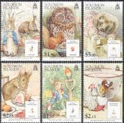Solomons/ Solomon Islands 2006 Beatrix Potter/ Owl/ Hedgehog/ Rabbit/ Books/ People/ Writers/ Animals/ Birds/ Nature 6v set (n16939)