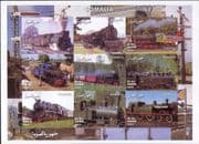 Somalia 2002 Trains/ Steam Engines/ Locomotives/ Transport 9v IMPERFORATE sht (s6035)