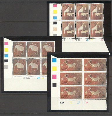 South West Africa 1974 Rock Art 3v ctl blk(6) (n19567)