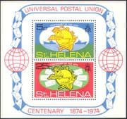 St Helena 1974 UPU Centenary/ Post/Mail/ Statue/S hips/Animation m/s n42572
