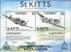 St Kitts 1990  Spitfire Mk Vb/ Battle of Britain/ RAF/ Planes/ Aircraft  2v m/s  (b4948f)