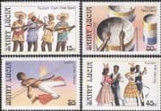 St Lucia 1986 Tourism/ Music/ Dance/ Musical Instruments/ Musicians/ Guitar/ Drums 4v set (n41288)