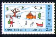 St Pierre & Miquelon 1990 Christmas/ Greetings/Rabbit/ Santa/ Animation 1v (n30951)