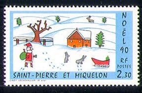 St Pierre & Miquelon 1990 Christmas/ Greetings/Rabbit/ Santa/ Animation 1v (n30951)