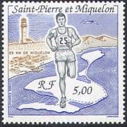 St Pierre & Miquelon 1990 Sports/ Athlete/ Running/ Race/ Lighthouse/ Map 1v (n38211)