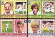 St Vincent 1985 Cricketers/ Cricket/ Sports/ Games/ Sportsmen/ People 8v set (s1693k)