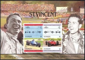 St Vincent 1985 Motor Racing/ Cars/ Phil Hill/ Dan Gurney/ GP/ F1/ Grand Prix IMPERF m/s (s6061)