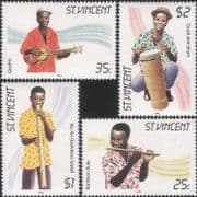 St Vincent 1985 Music/ Musical Instruments/ Musicians/ Guitar/ Drum 4v set (n41289)
