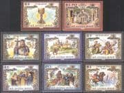 St Vincent 1986 King Arthur/ Castle/ Knights/ Round Table/ Holy Grail/ Wizard/ Jousting/ Horses/ Tales/ Legends/ Books 8v set (n40079a)