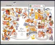 St Vincent 1991 Christmas / Disney / Greetings / Cartoons / Animation 1v m / s (n36443)