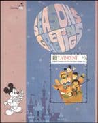 St Vincent 1991 Christmas/ Disney/ Mickey/ Balloon/ Greetings 1v m/s (n36425)