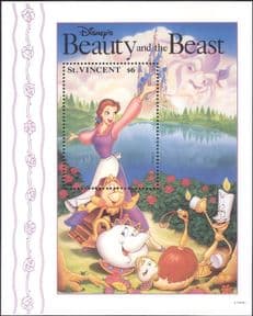 St Vincent 1992 Disney /Beauty/ Beast/ Film/ Cinema/ Animation/ Cartoons 1v m/s (b618)