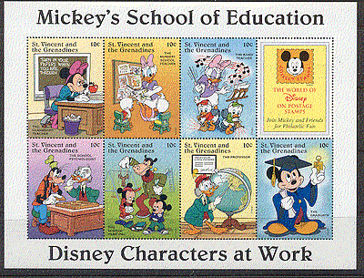 St Vincent 1996 DISNEY / Education / Mickey 7v sht n16345