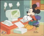 St Vincent 1998 Disney/ Mickey 70th/ Computer/ Internet/ Cartoons/ Animation 1v m/s (ad1139)