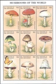 St Vincent 1998  Fungi/ Mushrooms/ Plants/ Nature/ Butterfly/ Ladybird  9v sht  (b7735p)