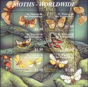St Vincent 2001 Moths of the World/ Insects/ Nature/ Wildlife 6v m/s (b5682d)