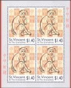 St Vincent 2004 YO Monkey/ Animals/ Greetings/ Fortune/ Lunar Zodiac 4 x 1v shtlt (s1268e)