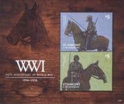 St Vincent 2014 World War One 100th/ WWI/ Horses/ Military/ Uniforms 2v m/s (b4636q)