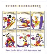 St. Vincent 1999 Disney/ Mickey/ Snow Sports/ Skiing/ Bobsleigh/ Bob Sled 6v sht (b2746)