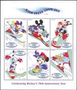 St. Vincent 1999 Disney/ Mickey/ Snow Sports/ Skiing/ Ski/ Bobsleigh/ Sled 6v sht (s578f)