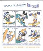 St. Vincent 1999 Disney/ Mickey/ Snow Sports/ Skiing/ Snowboarding 6v sht (b2744)