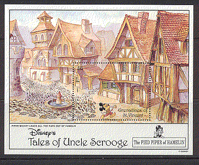 St. Vincent & the Grenadines 1992 Disney / Pied Paper m / s ref:s1611