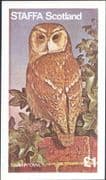 Staffa (GB Local) 1977 Tawny Owl/ Birds/ Raptor/ Nature IMPERF m/s (s3754)