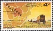 SWA 1974 Thirstland Trek/ Ox Wagons/ Oxen/ Map/ Settlers/ Cattle/ History/ Transport 1v (n19980)