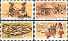 SWA 1977  The Ovambo People/ Tribal Costume/ Kraal/ Buildings/ Farming  4v set  (sw10113)