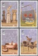 Swaziland 1995 Owl/ Raptor/ Bowls/ Bags/ Handicrafts/ Crafts/ Birds 4v set (n16496)