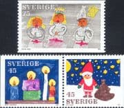 Sweden 1972 Christmas/ Santa/ Candles/ Choir/ Greetings/ Animation 3v set (n44919)