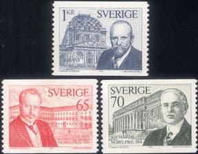 Sweden 1974  Nobel Prize/ Science/ Physics/ Medical/ Chemistry/ People  3v set coils  (n46616)