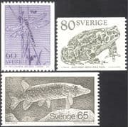 Sweden 1979 Dragonfly/ Pike/ Toad/ Fish/ Insects/ Animals/ Nature/ Wildlife/ Dragonflies/ Conservation/ Amphibians 3v set coil (n24291)