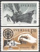 Sweden 1979 Europa/ Communications/ Sledge Boat/ Morse Key/ Transport/ Sailing 2v set coil (n43518)