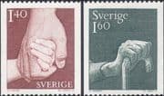 Sweden 1980 Hands/ Care/ Health/ Welfare/ People 2v set ex coil (n46629))