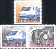 Sweden 1988 Trains/ Europa/Transport/ Railways/ Rail/ Steam/ Locomotive 3v set (s2093a)