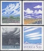 Sweden 1990 Clouds/ Weather/ Meteorology/ Clouds/ Ships/ Sailing/ Storm/ Lightning 4v set (s380)