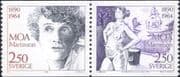 Sweden 1990 Moa Martinson/ Writer/ Books/ Literature/ Nude/ Naked/ People 2v set coil pr (n46346)