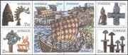 Sweden 1990 Vikings/ Ships/ Silver/ Gold/ Statue/ Transport/ Swords 8v pane (n43830)