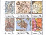 Sweden 1991 Maps/ Geography/ Cartography/ Artists/ Explorers 6v pane (n43826a)