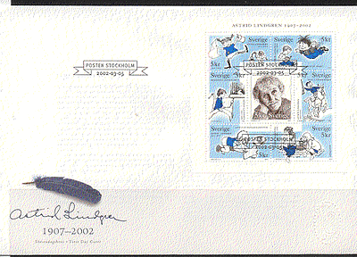 Sweden 2002 Animated / HORSES / PIG / Lindgren m / s FDC b6846