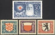 Switzerland 1928 Pro Juventute/ Henri Dunant/ Red Cross/ Coats-of Arms/ Welfare Fund/ Lions/ Bear/ Health/ Medical 4v set (n45449)