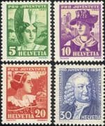 Switzerland 1934 Welfare Fund/ Costumes/ Clothes/ Textiles/ Hats 4v set (ch1039)
