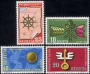 Switzerland 1954 Tourism/ Football/ Soccer/ Sports/ River Transport/ Flowers/ Maps 4v set (ch1034)