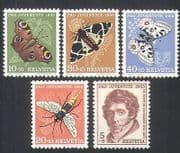 Switzerland 1955 Butterflies / Moths / Fly / Insects / Nature / People / Welfare 5v (b5258)