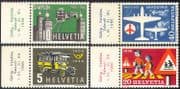 Switzerland 1956 Trains/ Railways/ Planes/ Aircraft/ Aviation/ Post Bus/ Motoring/ Transport 4v set (n41466)