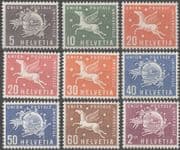 Switzerland 1957 - 1960 UPU Statue/ Pegasus/ Winged Horse/ Emblem/ Post/ Mail 9v set (n45309e)