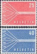 Switzerland 1957 Europa/ Threads/ Rope Design/ Animation 2v set (ex1134)